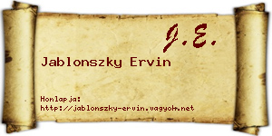 Jablonszky Ervin névjegykártya